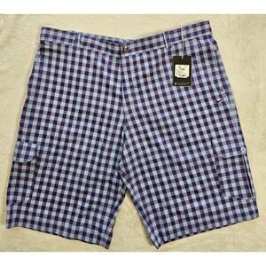 Nike Golf Mens Size 40 Purple Checkered Cargo Dri-fit Chino Shorts New